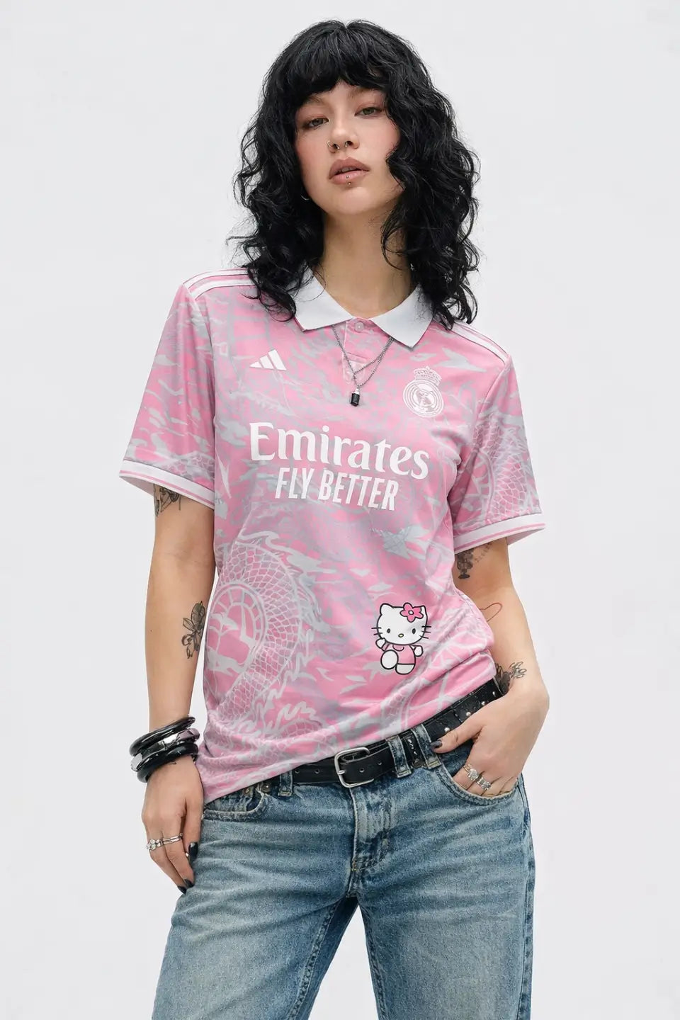 Camisa Real Madrid x Hello Kitty Rosa